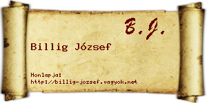 Billig József névjegykártya